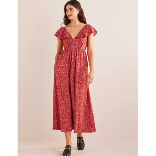 Boden Tie Back Jersey Maxi Dress - Poinsettia, Exotic Tile