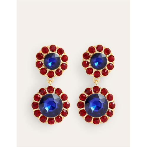 Boden Embellished Flower Earrings - Red/Blue
