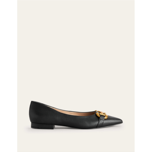 Boden Iris Snaffle Ballet Flats - Black Tumbled Leather