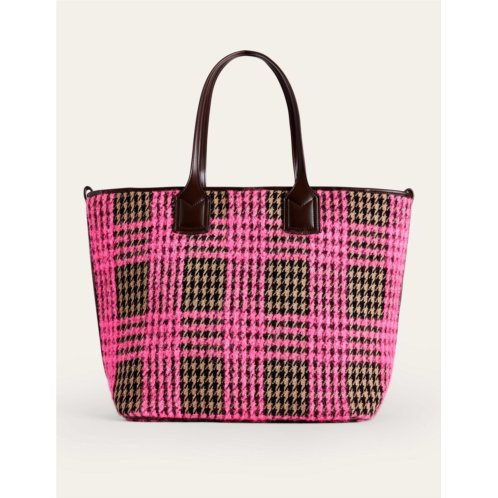 Boden Wool Trapeze Tote Bag - Pink Boucle Check