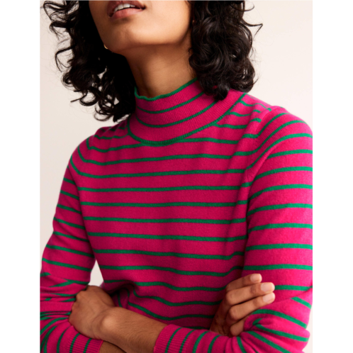 Boden Striped Cashmere Sweater - Vibrant Pink / Veridian Green