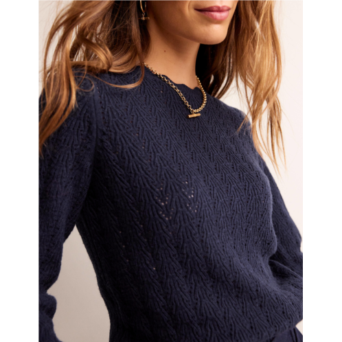 Boden Pointelle Stitch Sweater - Navy