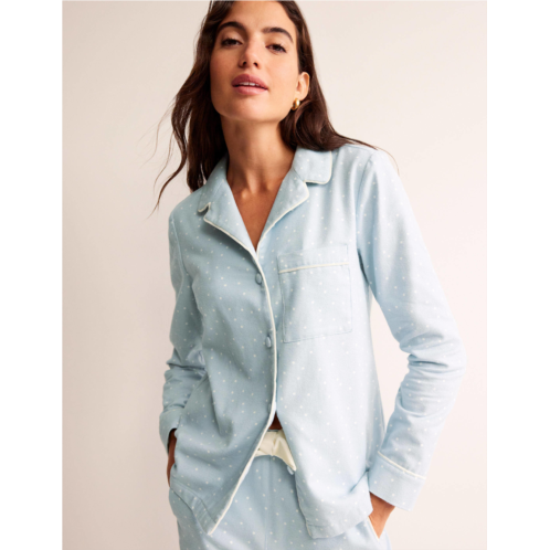 Boden Brushed Cotton Pyjama Shirt - Surf, Spaced Dotty