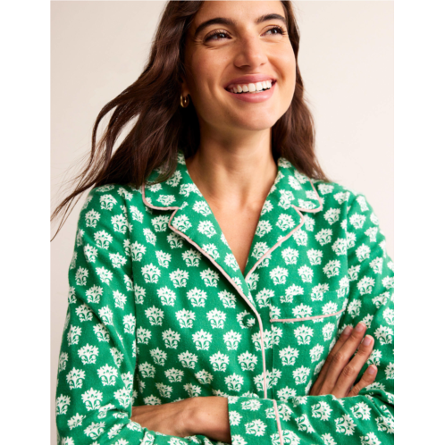 Boden Brushed Cotton Pyjama Shirt - Veridian Green, Lily