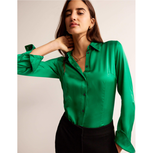Boden Saskia Satin Shirt - Veridian Green