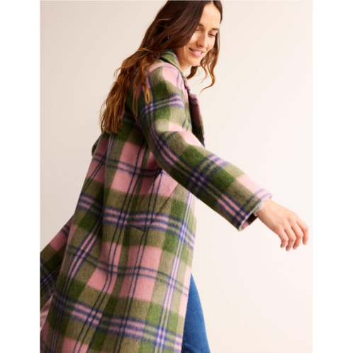 Boden Relaxed-Fit Wool Checked Coat - Pink Check