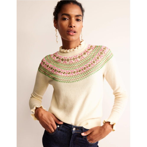 Boden Embellished Yoke Sweater - Ivory