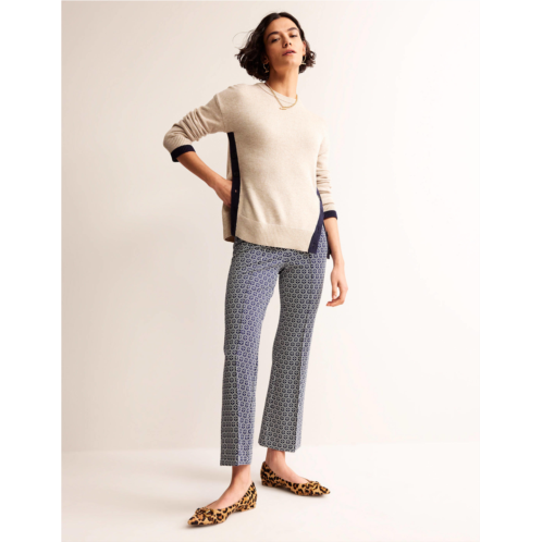 Boden Ponte Pull on Kick Flare - French Navy Geo