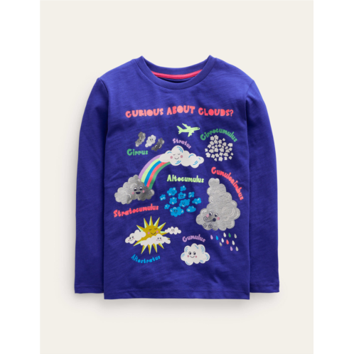 Boden Printed Educational T-shirt - Blue Heron Clouds