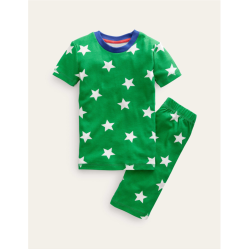Boden Single Short John Pajamas - Green/Ecru Star