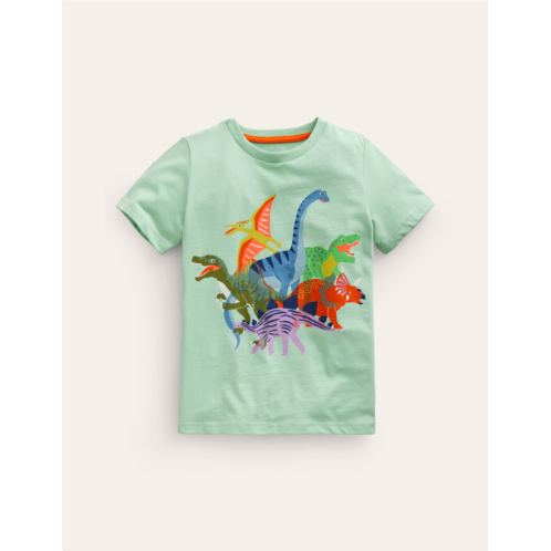 Boden Riso Printed T-shirt - Pistachio Green Dinos