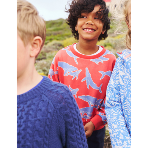 Boden Printed Relaxed Sweatshirt - Jam Red Whales