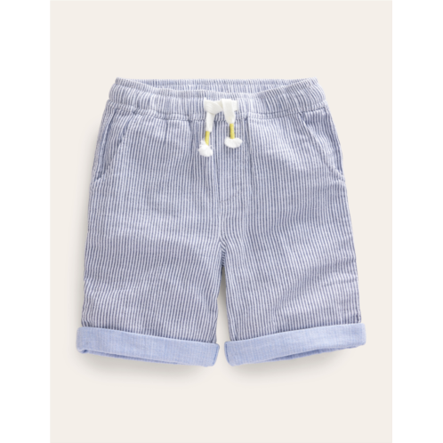 Boden Drawstring Vacation Shorts - College Navy Ticking