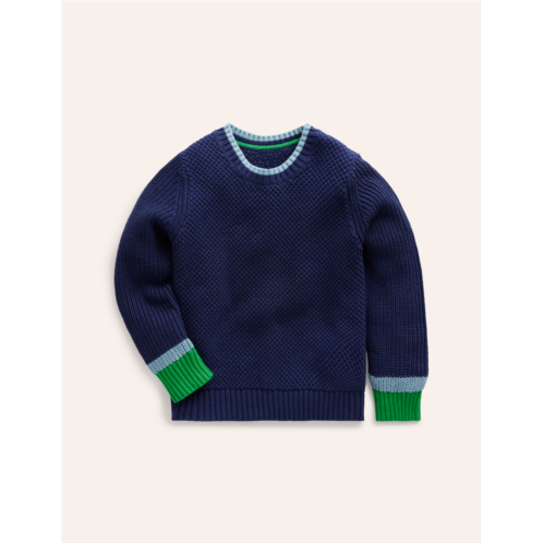 Boden Chunky Cotton Sweater - College Navy