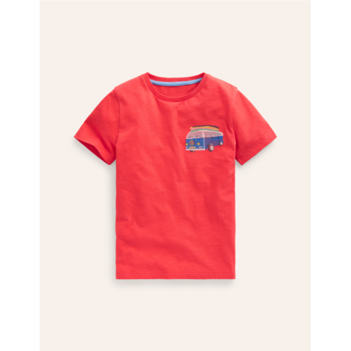 Boden Superstitch Logo T-Shirt - Jam Red Campervan