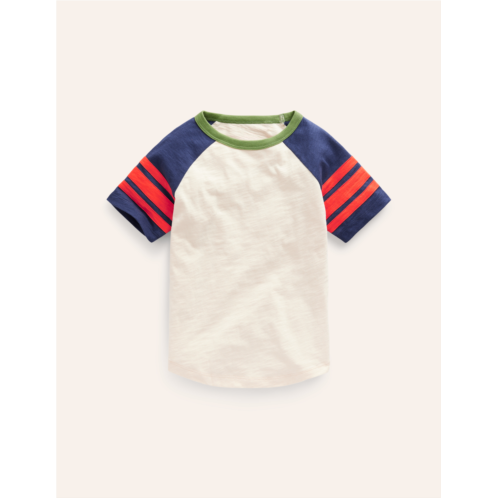 Boden Short Sleeve Raglan T-shirt - Calico/College Navy