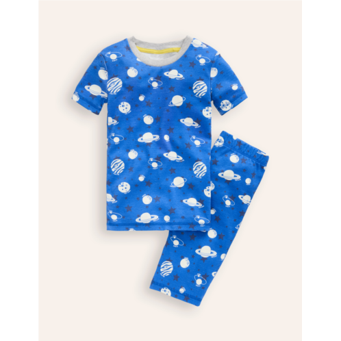 Boden Snug Short John Glow Pajamas - Greek Blue Space