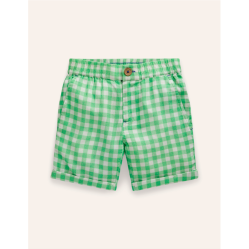 Boden Smart Roll Up Shorts - Pea Green Gingham