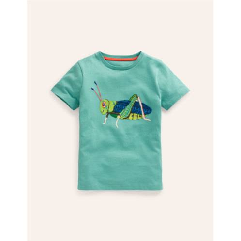 Boden Fun Applique T-shirt - Corsica Blue Grasshopper