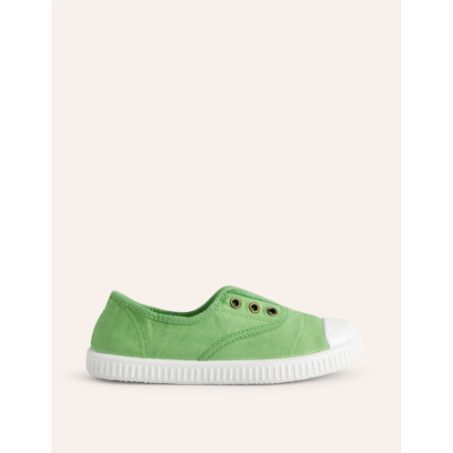 Boden Laceless Canvas Pull-ons - Pea Green
