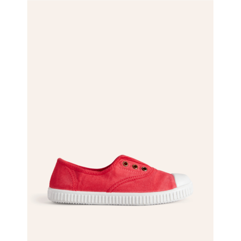 Boden Laceless Canvas Pull-ons - Jam Red