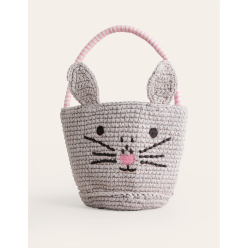 Boden Crochet Bunny Basket - Grey Bunny