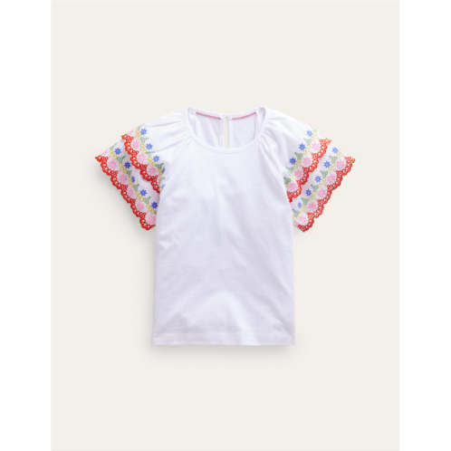 Boden Broderie Mix T-shirt - Ivory/Multi