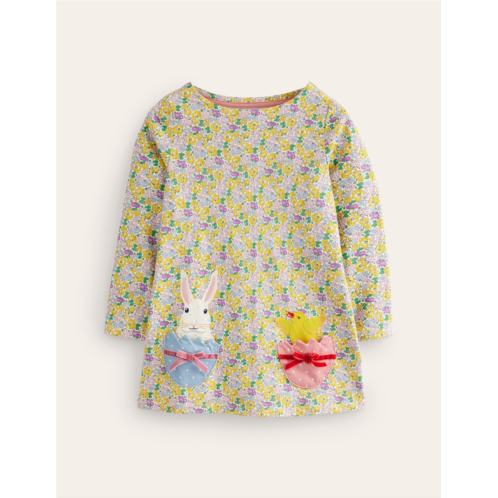 Boden Applique Jersey Tunic - Spring Bloom Easter Eggs