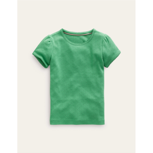Boden Short-sleeved Pointelle Top - Aloe Green
