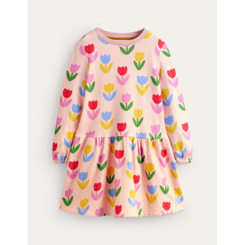 Boden Printed Sweatshirt Dress - Provence Dusty Pink Tulips
