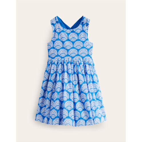 Boden Cross-Back Dress - Blue Seashells
