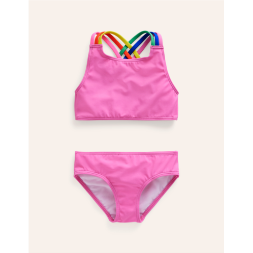 Boden Rainbow Cross-Back Bikini - Strawberry Milkshake Pink
