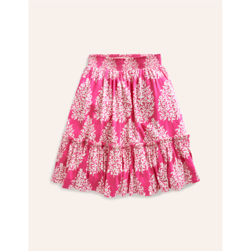 Boden Printed Jersey Midi Skirt - Pink Woodblock