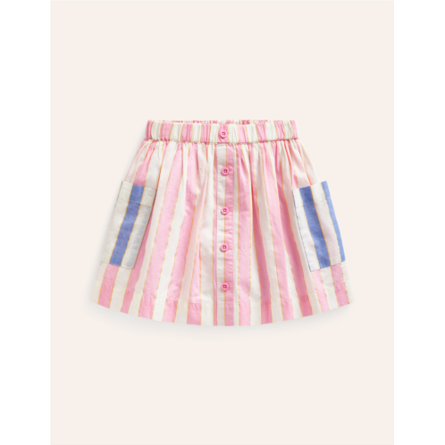 Boden Pull On Twirly Skirt - Pink Lurex Stripe