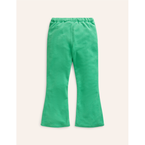 Boden Towelling Flare Trousers - Pea green