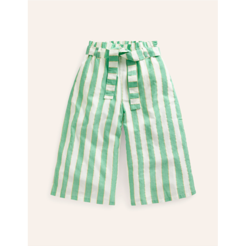 Boden Printed Wide Leg Pants - Green Lurex Stripe
