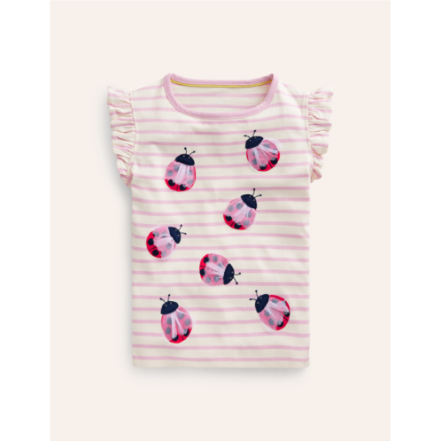 Boden Flutter Short Sleeve T-Shirt - Sugared Almond/Vanilla Pod