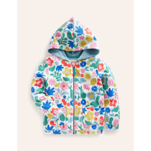 Boden Zip-Through Towelling Hoodie - Multi Holiday Stencil