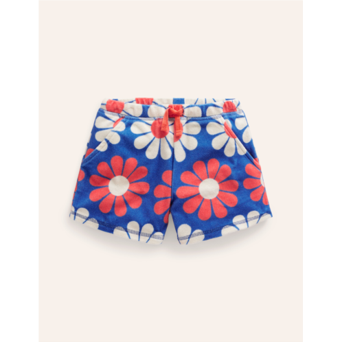 Boden Printed Towelling Shorts - Cabana Blue Geo Daisy