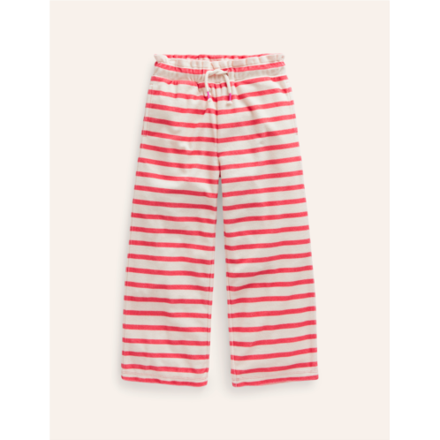 Boden Towelling Pants - Jam Red/ Ivory Stripe