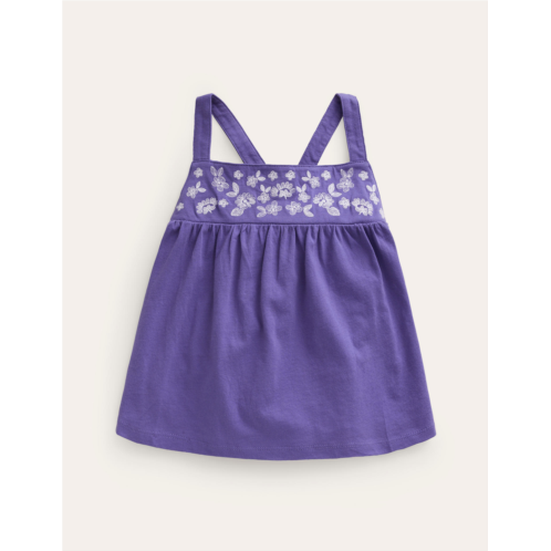 Boden Embroidered Jersey Vest - Wisteria Blue