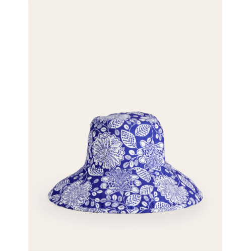 Boden Printed Canvas Bucket Hat - Bright Blue, Gardenia Swirl
