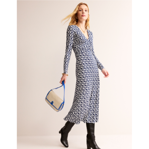 Boden Elodie Empire Midi Dress - French Navy, Petal Chain