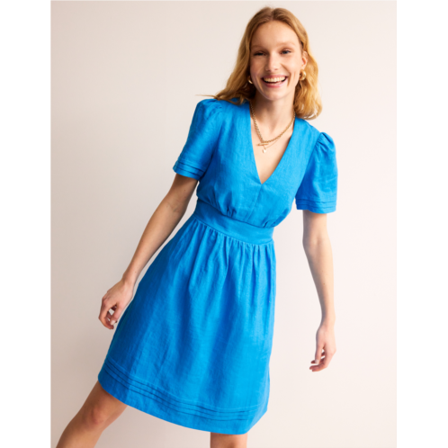 Boden Eve Linen Short Dress - Brilliant Blue