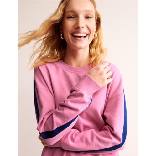 Boden Drop Shoulder Sweatshirt - Pink Blue Stripe