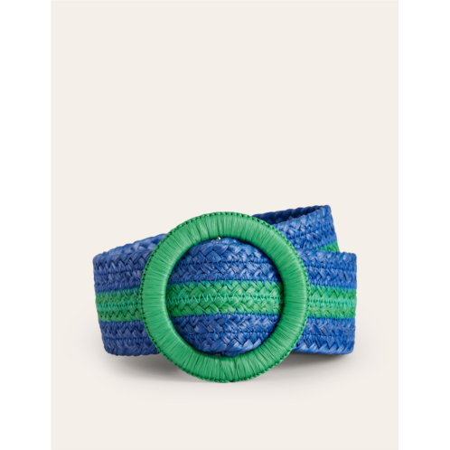 Boden Stripe Belt - Bright Blue and Rich Emerald