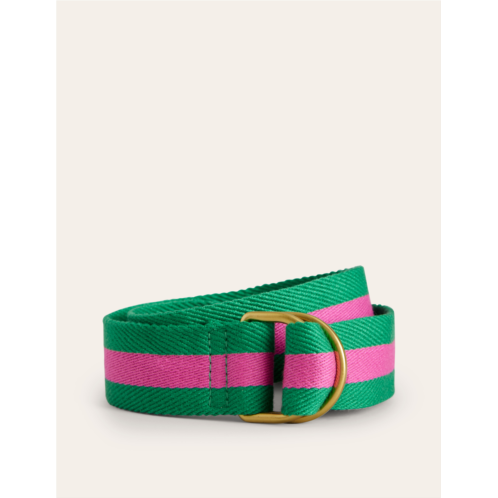 Boden Webbing D-Ring Belt - Pink and Green
