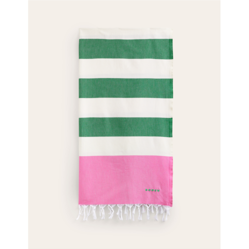Boden Hammam Towel - Party Pink and Green