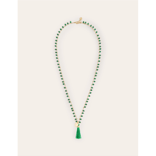 Boden Beaded Tassel Necklace - Green
