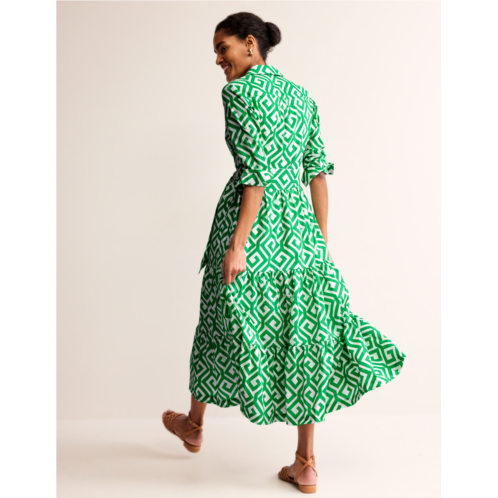 Boden Flo Cotton Midi Shirt Dress - Green Tambourine, Maze